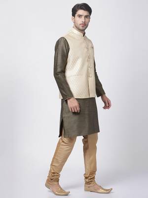 Black Plain Blended Cotton Kurta-Pajama 2
