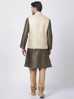 Black Plain Blended Cotton Kurta-Pajama 4