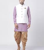 Purple Plain Cotton Dhoti-Kurta