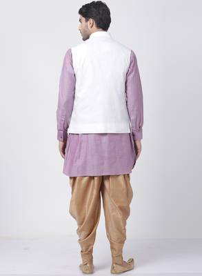 Purple Plain Cotton Dhoti-Kurta 4