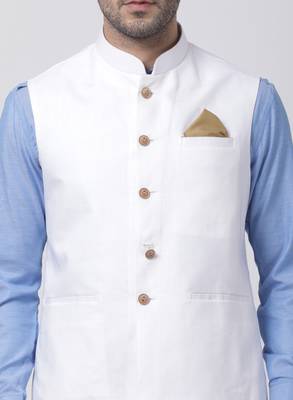Blue Plain Cotton Dhoti-Kurta 3