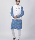Blue Plain Cotton Dhoti-Kurta