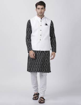 Black Plain Cotton Dhoti-Kurta 1
