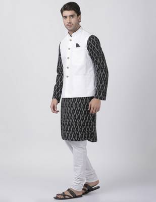 Black Plain Cotton Dhoti-Kurta 2