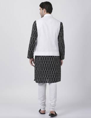 Black Plain Cotton Dhoti-Kurta 4