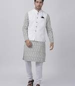 White Plain Cotton Dhoti-Kurta