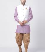 Purple Plain Cotton Dhoti-Kurta