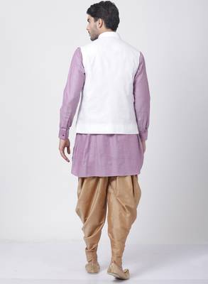 Purple Plain Cotton Dhoti-Kurta 4