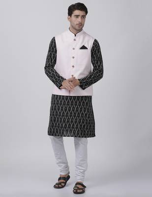 Black Plain Cotton Dhoti-Kurta 1