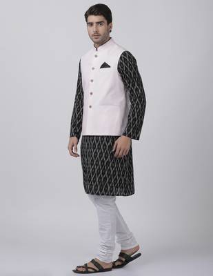 Black Plain Cotton Dhoti-Kurta 2