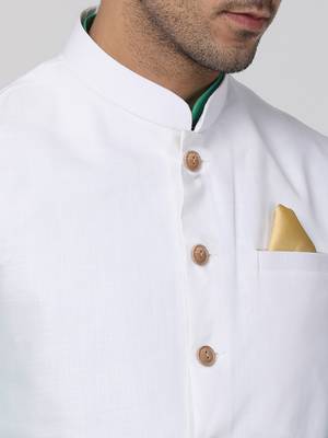 Green Plain Cotton Dhoti-Kurta 3