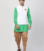 Green Plain Cotton Dhoti-Kurta
