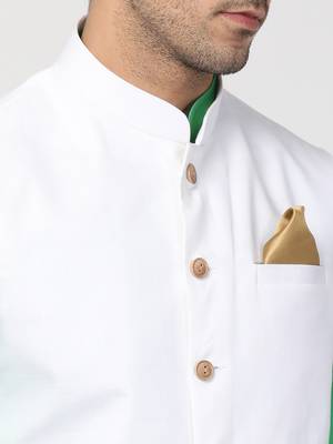 Green Plain Cotton Dhoti-Kurta 3