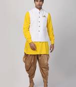 Yellow Plain Cotton Dhoti-Kurta