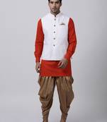 Red Plain Cotton Dhoti-Kurta