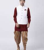 Maroon Plain Cotton Dhoti Kurta