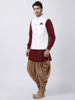 Maroon Plain Cotton Dhoti Kurta 2