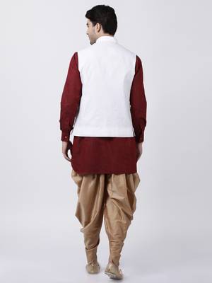 Maroon Plain Cotton Dhoti Kurta 4