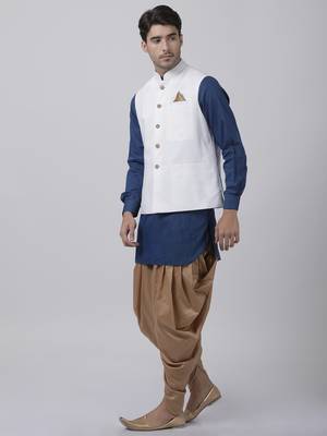 Blue Plain Cotton Dhoti-Kurta 2