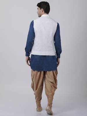 Blue Plain Cotton Dhoti-Kurta 4