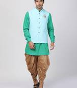 Green Plain Cotton Dhoti-Kurta