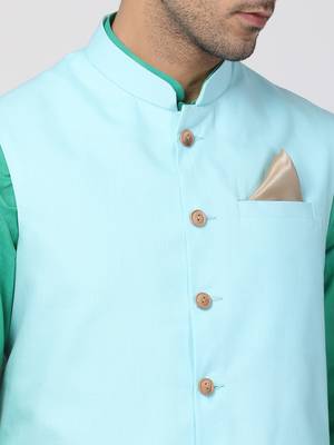 Green Plain Cotton Dhoti-Kurta 3