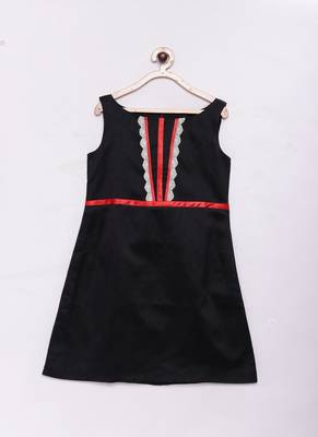 Blue woven raw silk kids frocks 1