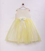 Yellow woven cotton silk kids frocks