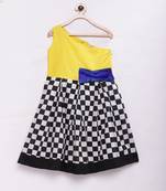 Yellow woven cotton silk kids-frocks