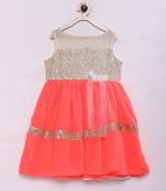 Pink woven georgette kids frocks