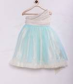 Blue woven satin kids-girl-gowns
