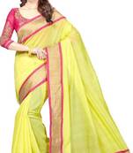 Yellow woven chanderi saree with blouse