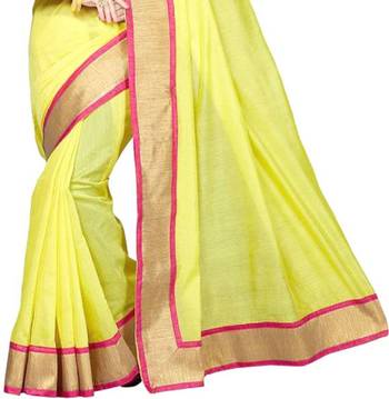 Yellow woven chanderi saree with blouse 2