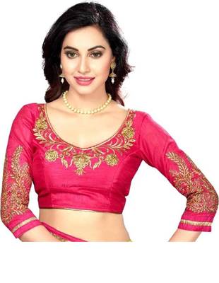 Yellow woven chanderi saree with blouse 3