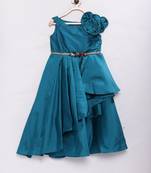 Green woven polyester kids girls gowns