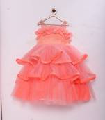 Pink woven crepe kids girls gown