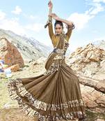 Light brown embroidered lycra saree with blouse