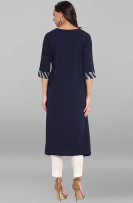 Navy-blue printed crepe ethnic-kurtis 5