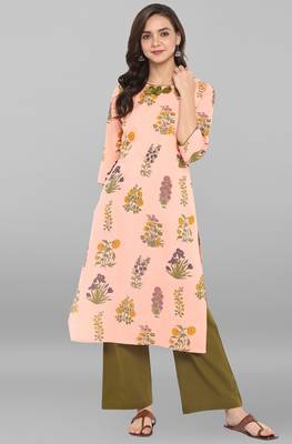 Janasya Janasya Women's Light Pink Pure Cotton Kurta With Palazzo 2