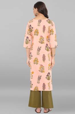 Janasya Janasya Women's Light Pink Pure Cotton Kurta With Palazzo 5