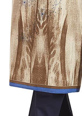 Women's Cotton Beige & Navy Blue Printed Unstitched Salwar Suit Dress Material With Dupatta 3
