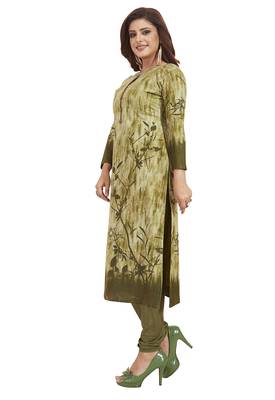 Women's Cotton Mehndi Green Printed Unstitched Salwar Suit Dress Material With Dupatta 4