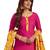 Women's Synthetic Pink & Yellow Printed Unstitched Salwar Suit Dress Material With Dupatta