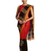 Red Printed poly silk saree with blouse