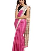 Pink Printed khadi saree with blouse