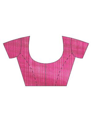 Pink Printed khadi saree with blouse 3