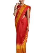 Red Printed poly silk saree with blouse