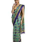 Beige Printed poly silk saree with blouse