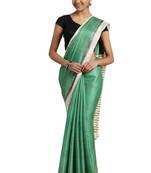 Green Printed khadi saree with blouse