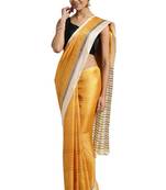 Yellow Printed khadi saree with blouse